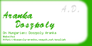 aranka doszpoly business card